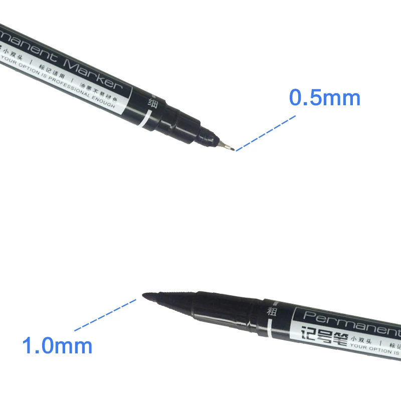 Permanent Marker 1/3pcs/set Twin Tip Permanent Markers Fine Point Black Blue Red Ink 0.5mm-1mm Paper CD Glass Fabric Paint Marking