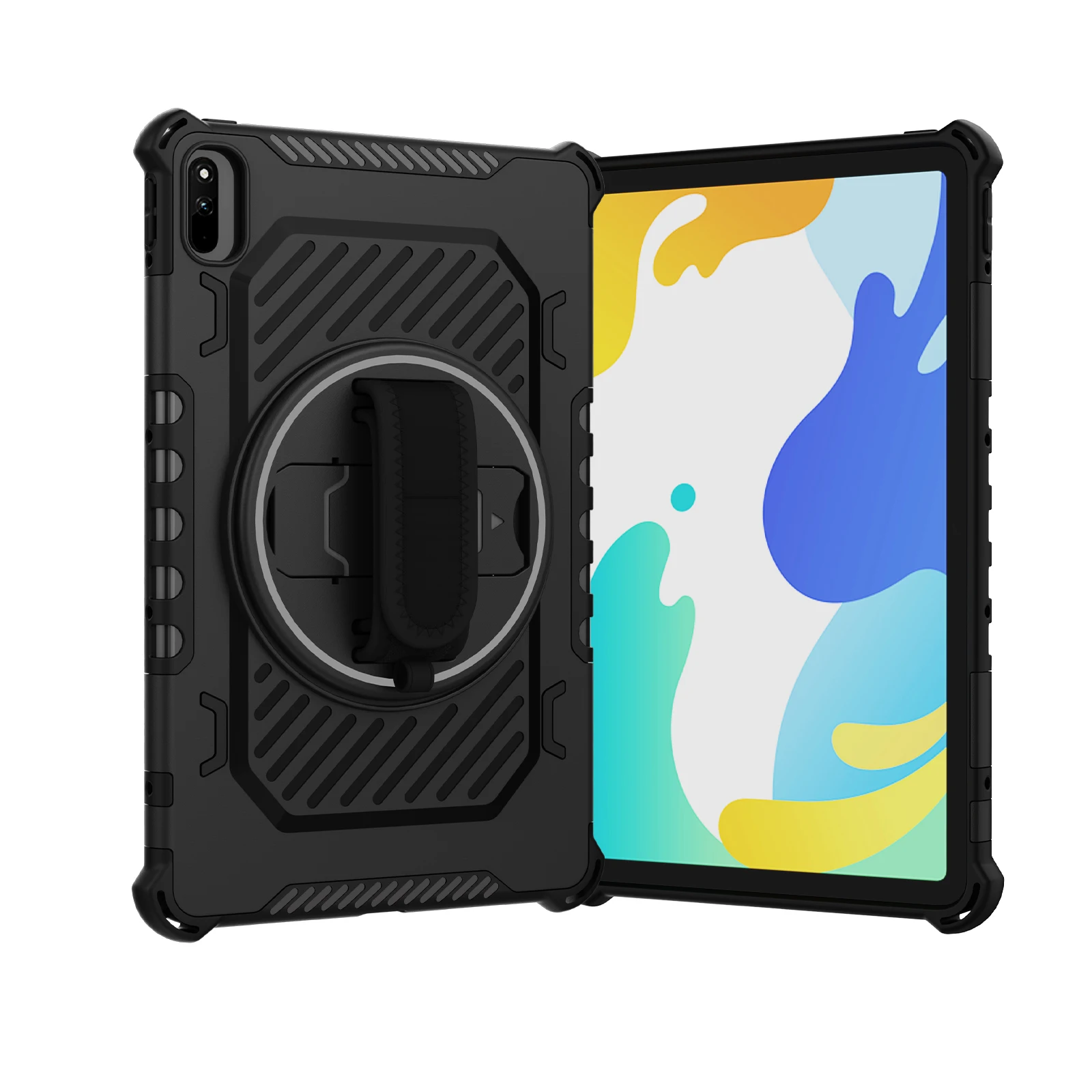Versatile 360° Rotating Shockproof Tablet Case with Hand Strap and Stand