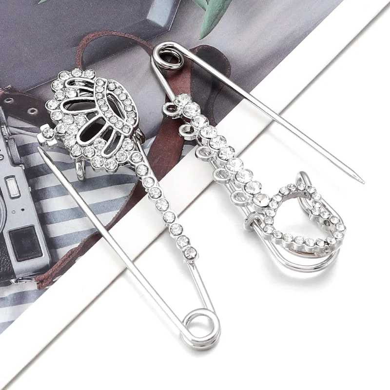 10 Spille Da Bavero Con Strass Color Argento - Clip Portachiavi E Decorazione Abiti - Luccicanti E Versatili - 4