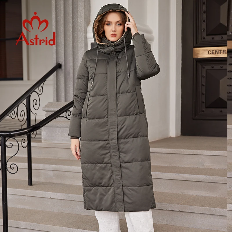 Astrid Winter Jacket Women 2022 Casual Oversize Coat Long Warm Fashion Stitching Oversize Hooded Women's Parka Female Clothing