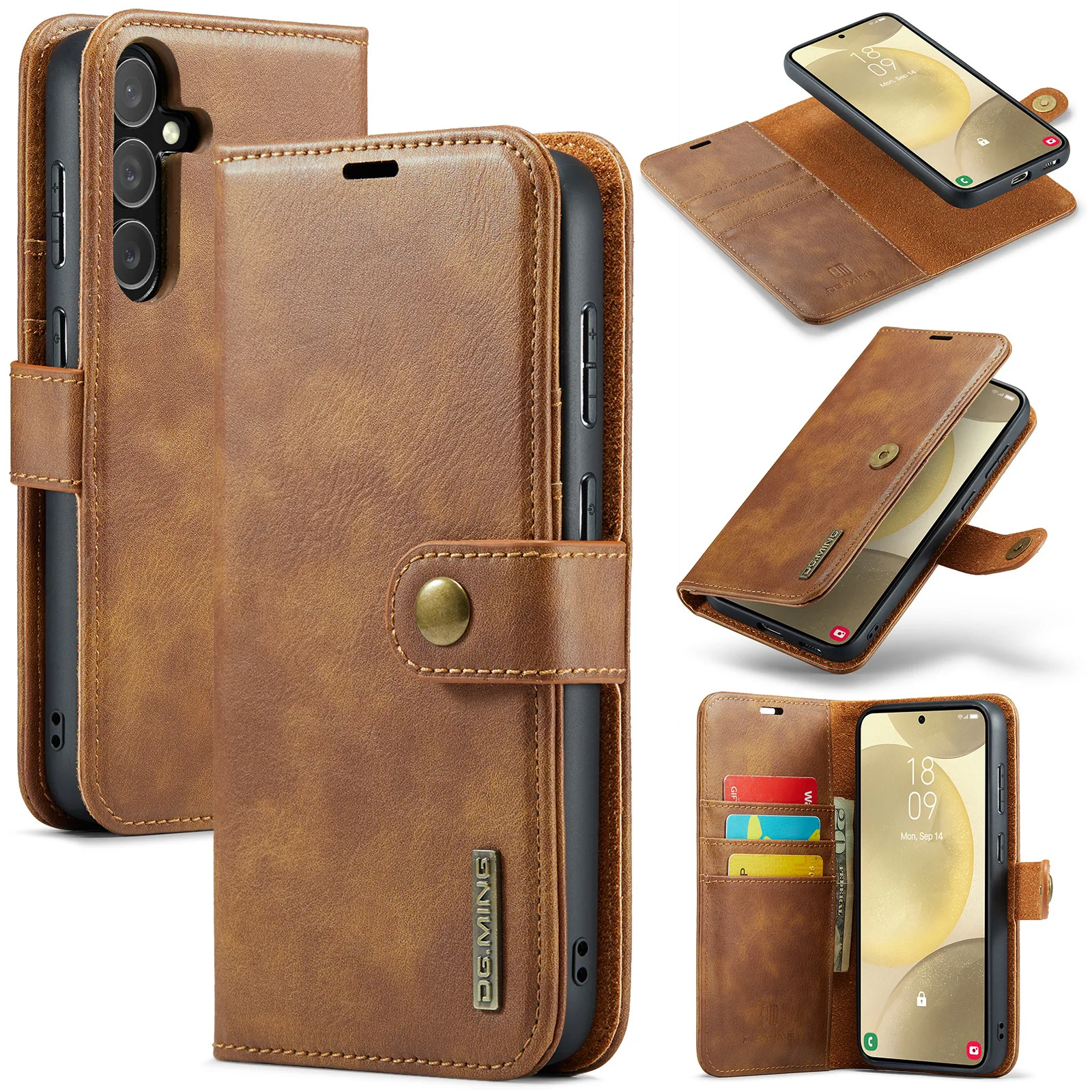 Premium 2-in-1 Detachable Leather Wallet Case with Magnetic Magsafe and 3 Card Slots