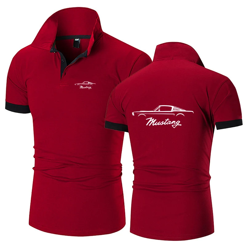 

Mustang car elevation quality summer new men's short sleeve T-shirt breathable POLO shirt business casual shirt