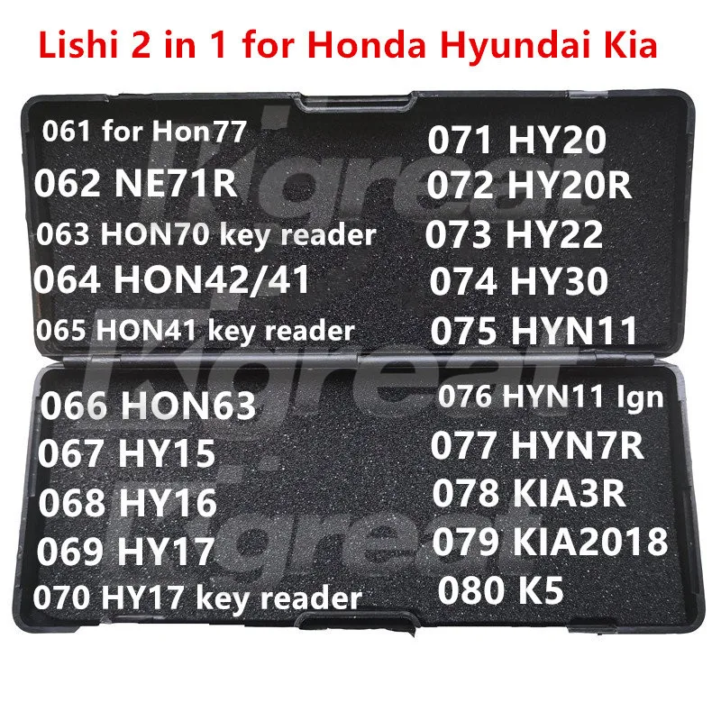 Hot Lishi Tool 061-080 Lishi 2 in 1 HON77 NE71R HON70 HON41 HON63 HY15 HY16 HY17 HY20 HY20R HY30 HYN11 HYN7R KIA3R Kia K5 for Hyundai
