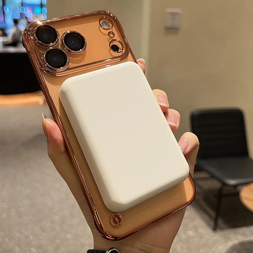 Frameless Luxury Plating Clear Magnetic Shockproof Phone Case with Wireless Charging