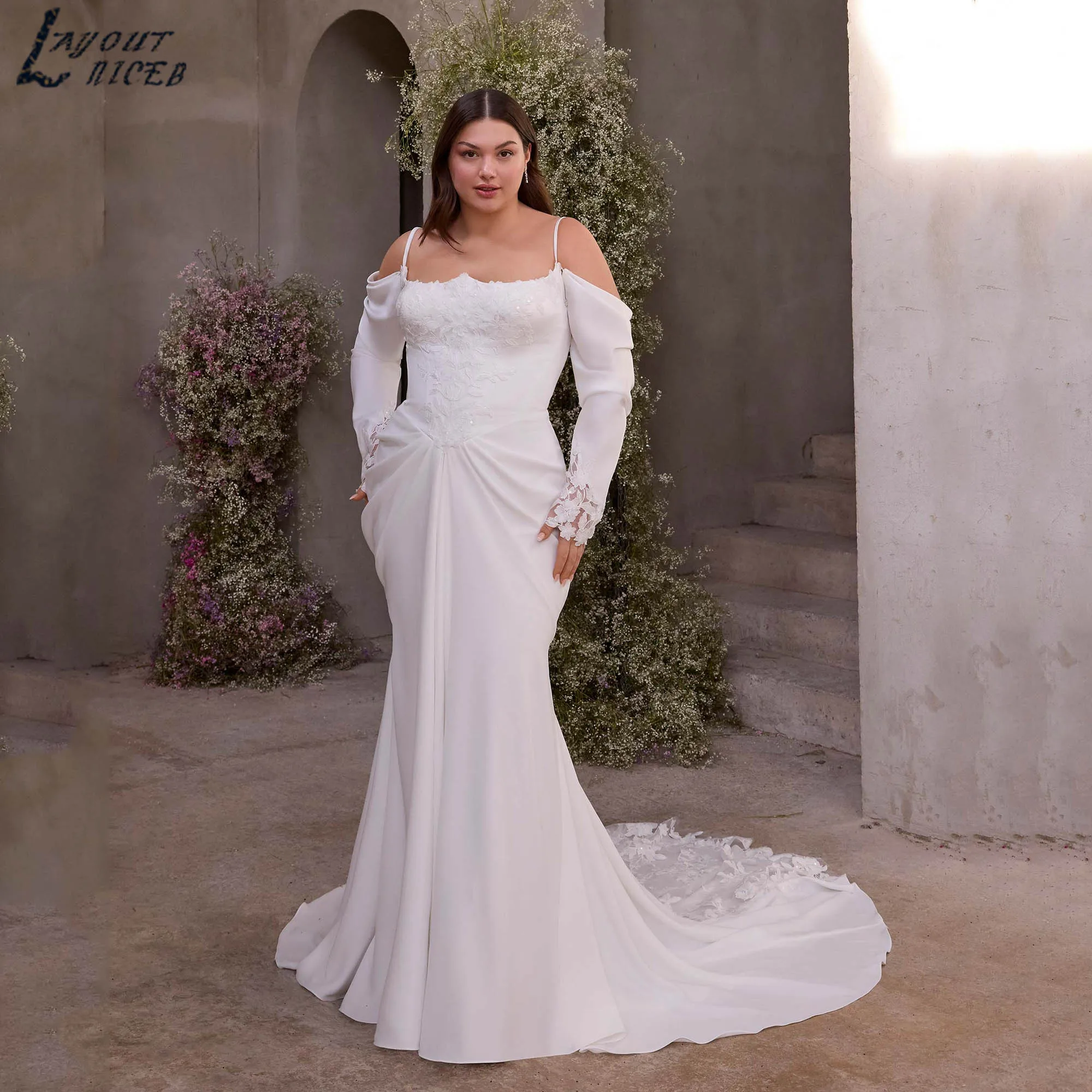 sachin and babi light blue dress Plus Size A-Line Corset Wedding Dress with 3D Floral Appliqués main image 0