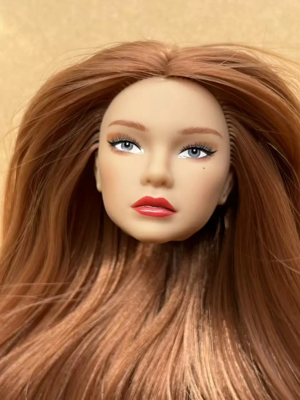 1/6 Coffee Beige Superwhite Skin Doll Heads Candy Color Hair Heads Collective Female Doll Figure Toys
