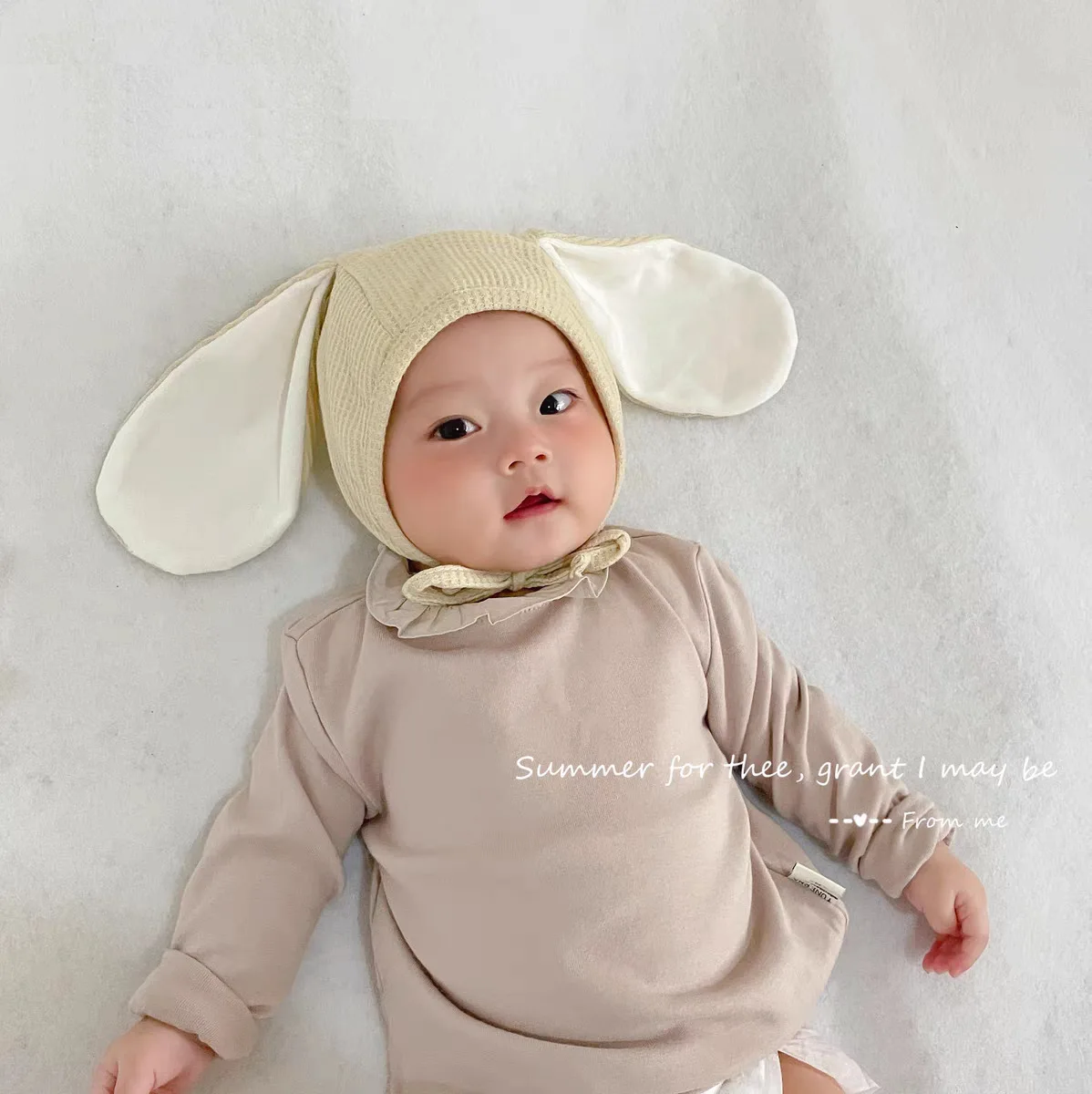 2023 Korea Baby Bunny Hat With Rabbit Ear Soft Cotton Baby Girl Boy Bonnet Caps Infant Beanie Cap Newborn Photography Props
