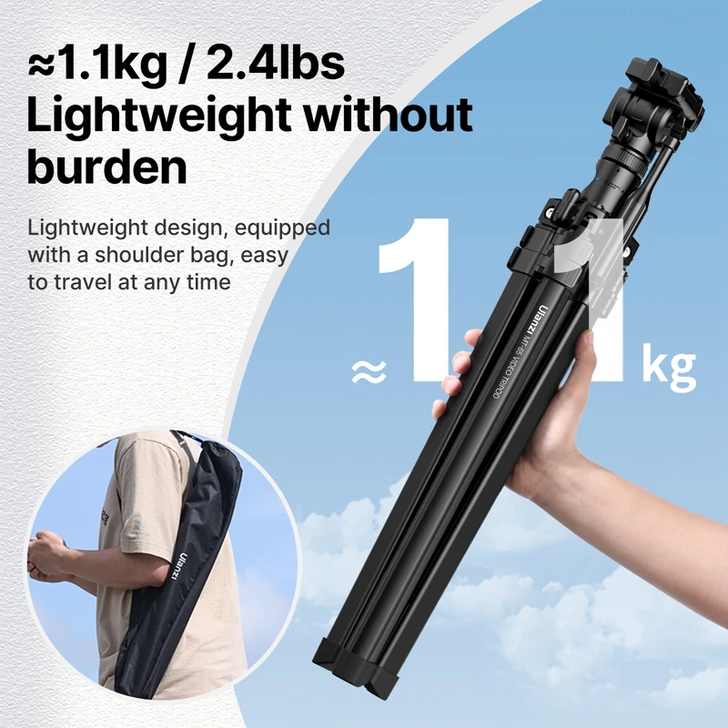 Ulanzi MT-65 1.76M Bluetooth Remote Control Tripod DSLR Camera Phone Video Tripod Extended Arm Horizontal Tripod