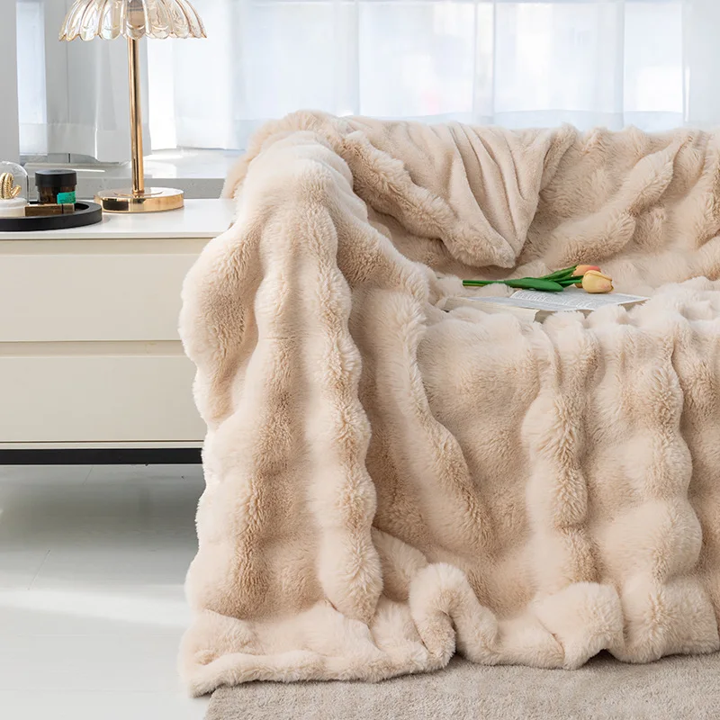 

Bubble Imitation Rabbit Fur Blanket Flannel Sofa Blanket Leisure Napping Blanket Cover Blanket Summer Air Conditioning Blanket