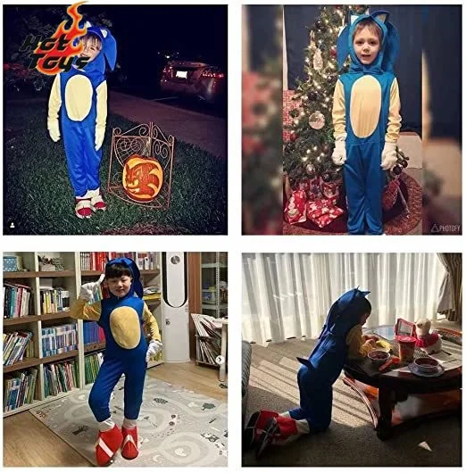 Hot Toys Kid Anime Game Sonic Superhero Cosplay Costume Children's Hedgehog Zentai Halloween Party Performance Bodysuit