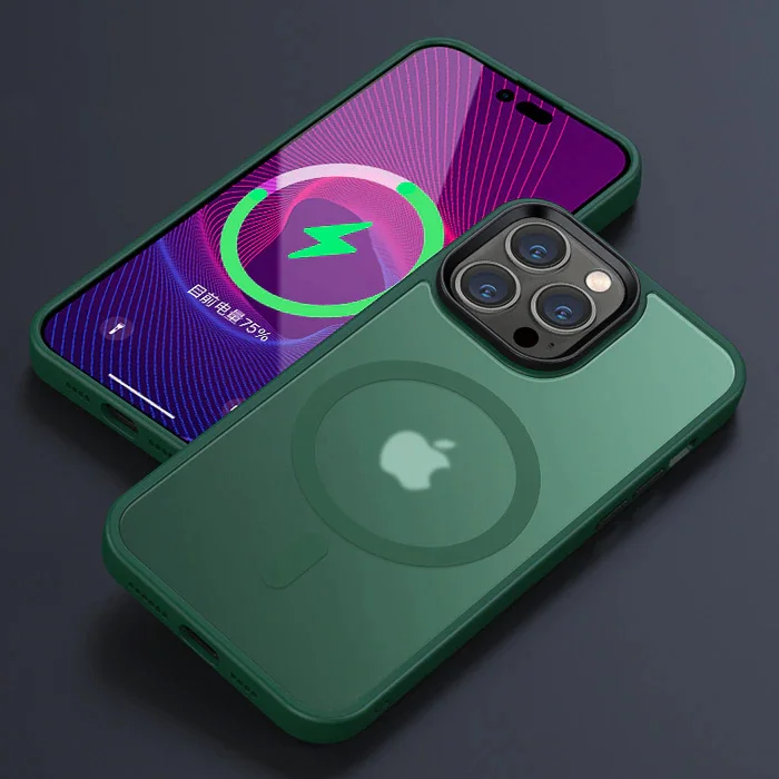 thumbnail image 1 of Matte Translucent Frosted Phone Case For iPhone 15 14 13 12 11 Pro Max Plus Magnetic Case For Magsafe Wireless Charging Cover, 1 of 5