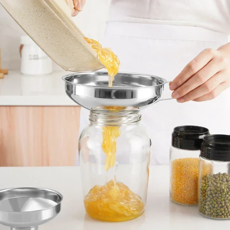 Description Picture 4 of item1PC Stainless Steel Wide Mouth Jar Funnel Jam Salad Dressing Wide Mouth Funnel Wide Mouth Oil Leak Multifunctional Kitchen Tool
