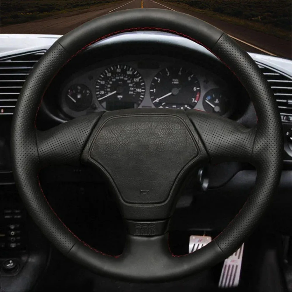DIY Black Faux Leather Car Accessories Steering Wheel Cover For BMW E36 1995-2000 E46 1998-2000 E39 1995-1999 E3