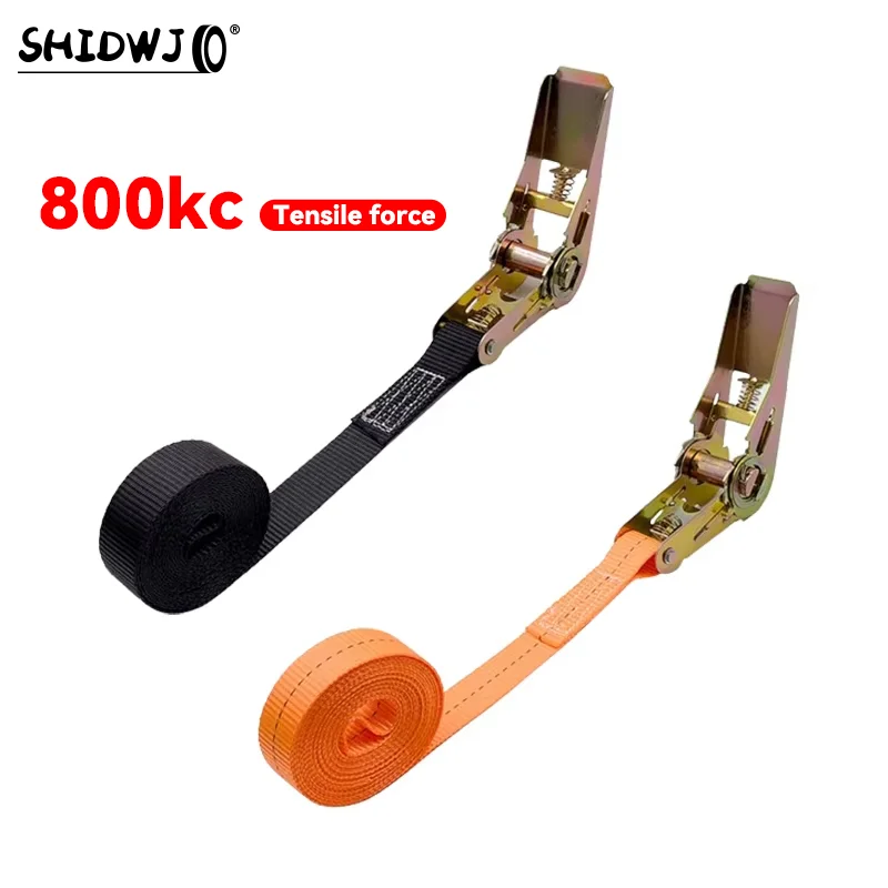 1pcs Adjustable Secure Tie-Down For Safe Luggage Transport Heavy-Duty Car And Truck Front Cargo Ratchet Strap With Metal Buckle