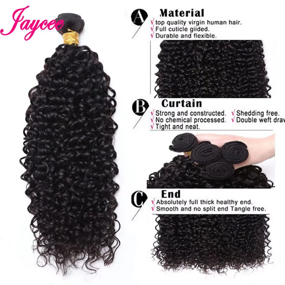 15A Fasci brasiliani bagnati e ondulati Tessuto vergine dei capelli umani 4 Offerte di pacchetti Estensione dei capelli ricci afro crespi Cheveux Humain Bundles - immagine 4