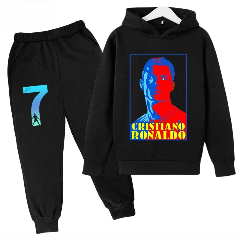 thumbnail image 1 of Conjunto de sudadera y pantalones deportivos para niños, conjunto de 2 piezas para niños y niñas, ropa para niños con estampado de avatar de Ronaldo, 1 of 5