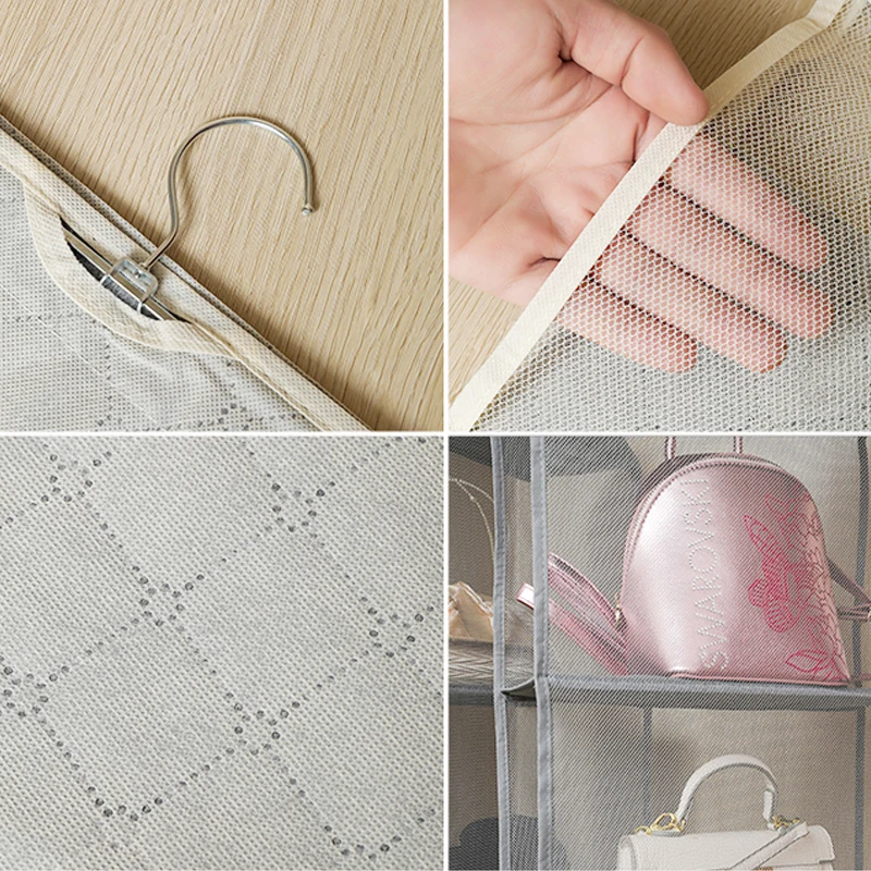 Wardrobe Closet Transparent Storage Bag Hanging Handbag Organizer Sundry Shoe Bag with Hanger Pouch Transparent Storage 5