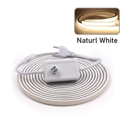 High-Density Dimmable COB LED Neon Strip Light - Waterproof Flex Ribbon with Dimmer Switch (288 LEDs) - 3m (With Dimmer Natural)