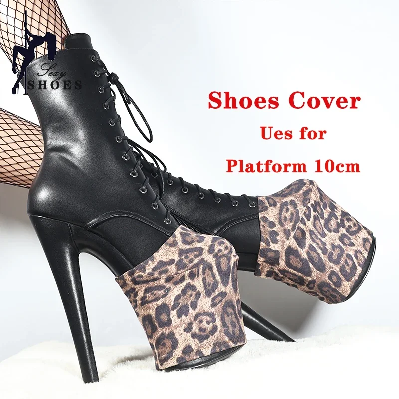 Leopard Overshoes Platform 10cm Shoes Protectors Cover Pole Dance Training Sandals Pumps Boots Suede Shoes Cover Accessorie