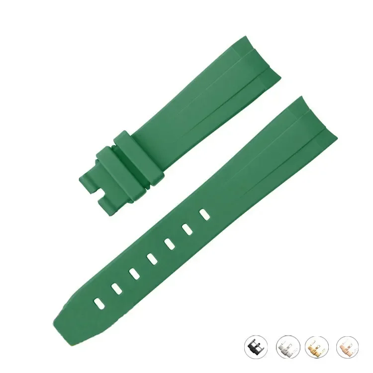 Silicone Diving Sport Watch Band – Waterproof Curved End Rubber Strap