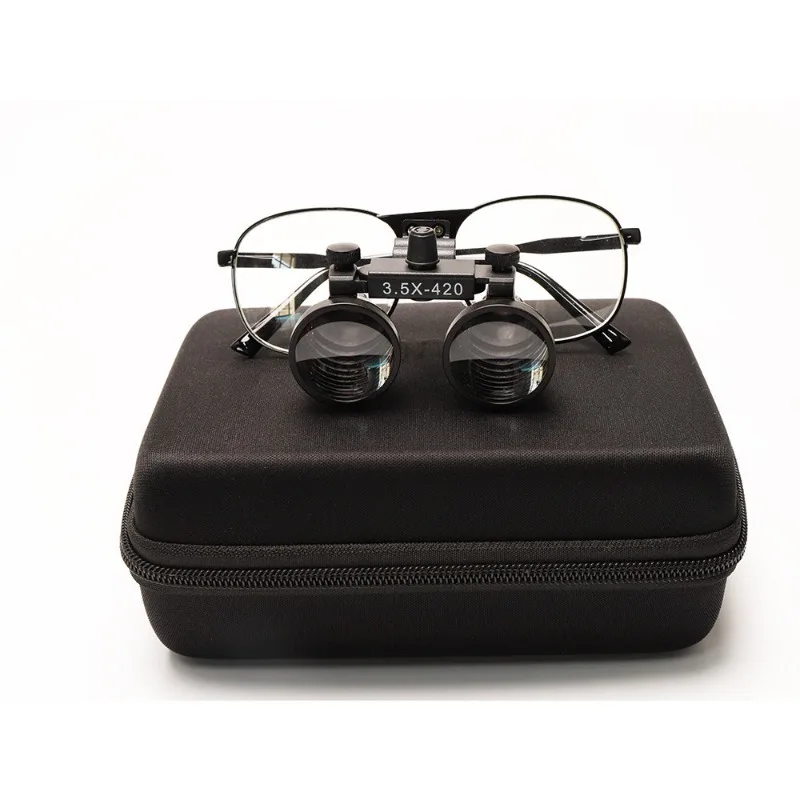 Dental Loupe Dental Lab Medical Loupe Magnifier Dentists Metal Eyeglass Frame Fabric Box