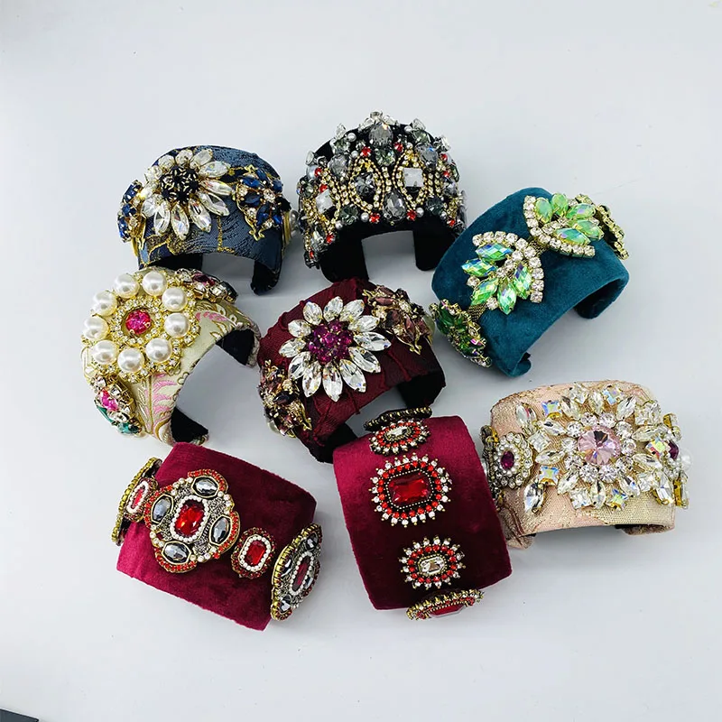 

5.5CM New Pearl Gold-plated Crystal Open Bracelet For Women Punk Transparent Bangles Female Tide Accessories