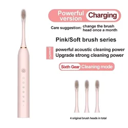 Advanced Sonic Electric Toothbrush for Adults - Waterproof, Rechargeable, High - Frequency Cleaning with 6 Modes (Brown)