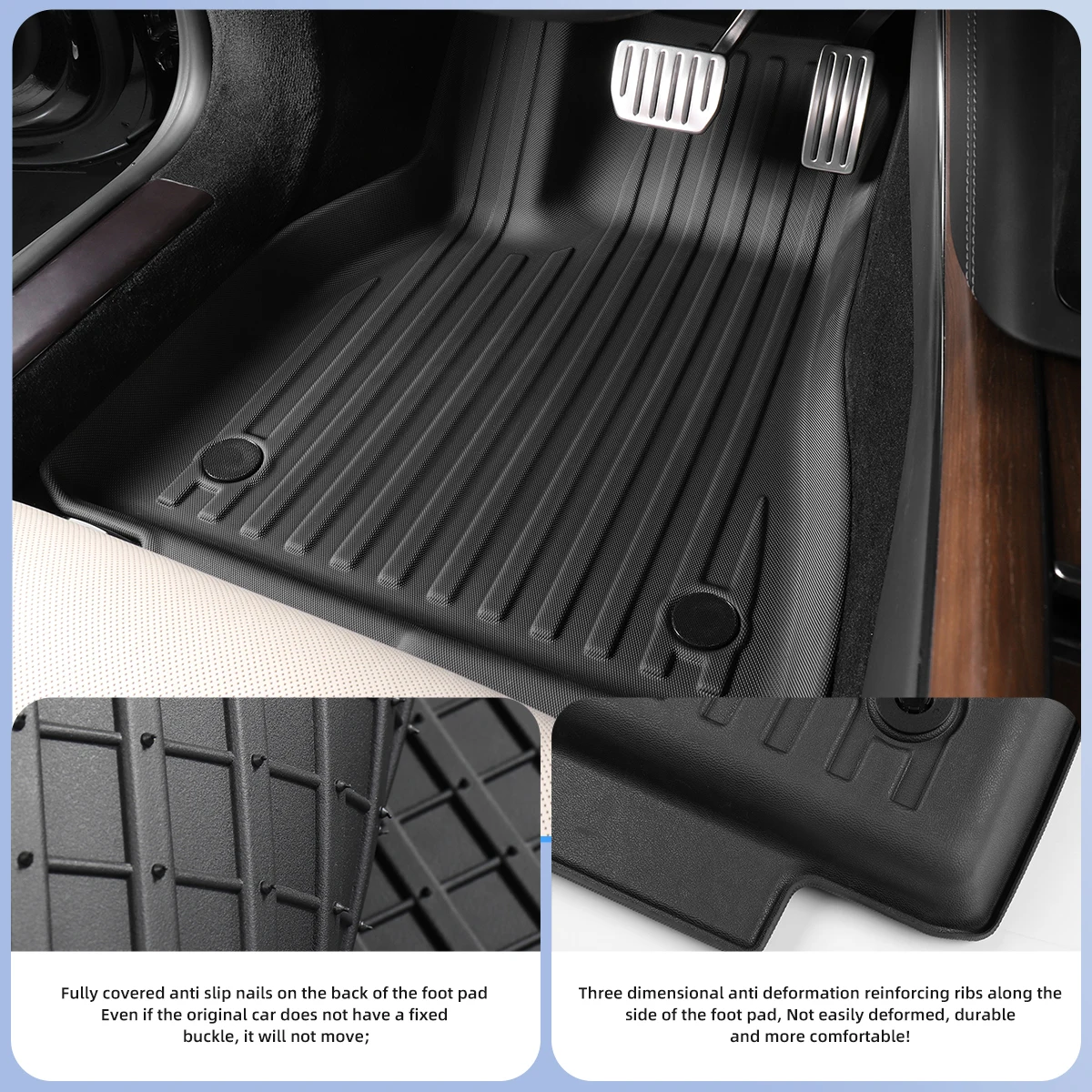 for Tesla Model S 2022-2025 TPE Floor Mats Fully Coverage Waterproof Non-Slip Foot Pads Liner Luggage Trunk Mat Car Accessories