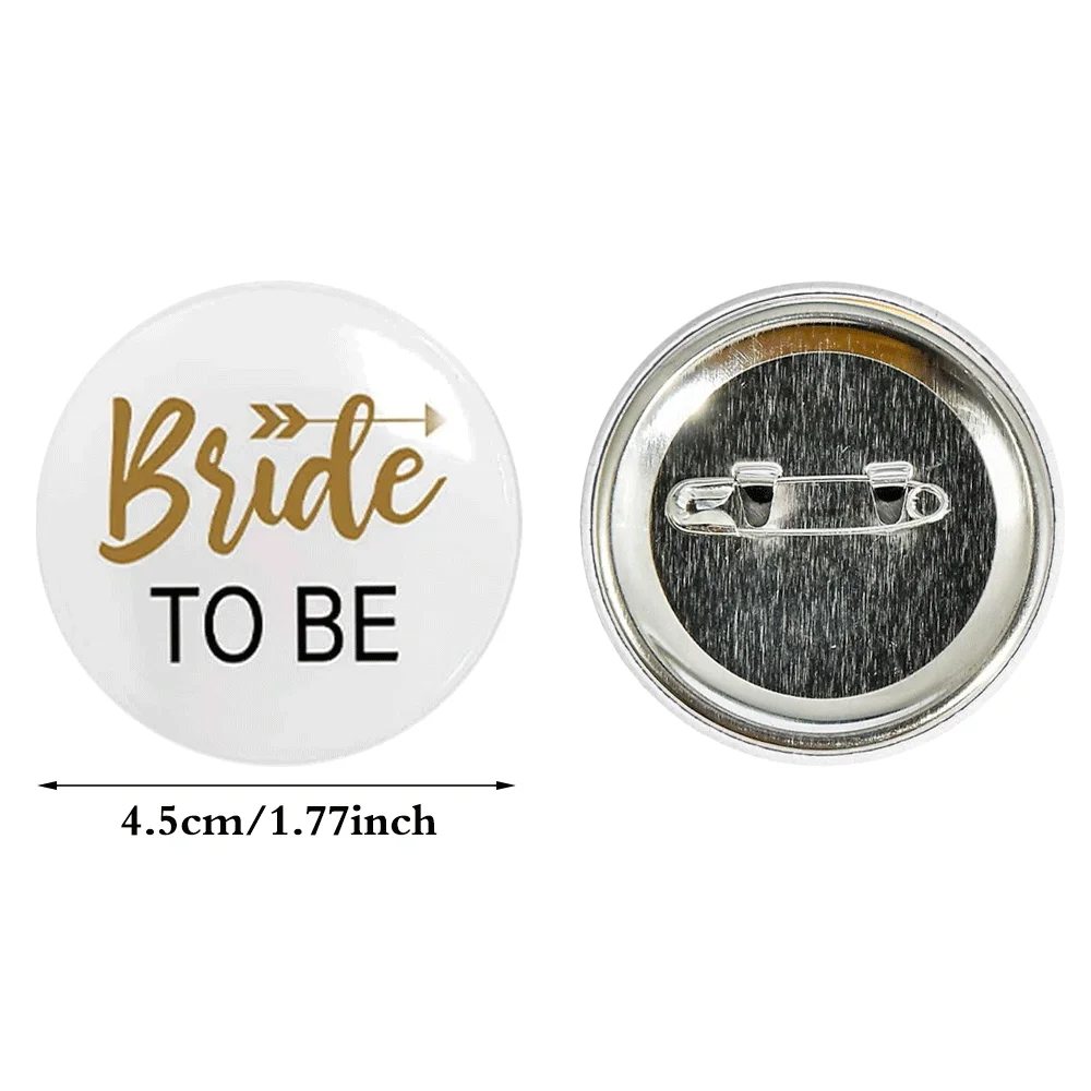 6PCS Wedding Bridesmaids Team Bridal Buttons Pins Tinplate Badge Bachelorette