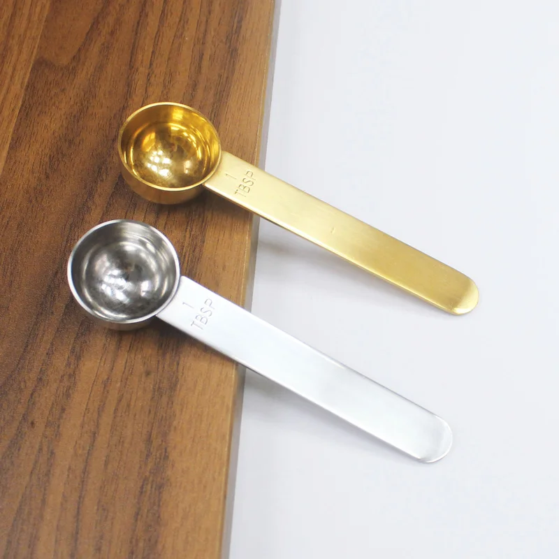 100 Teile/los Silber Gold Edelstahl Kaffee Scoop 30ml Mess Scoop Löffel Metall Messen Löffel Kaffee Tee Werkzeuge Zubehör – Detail 2