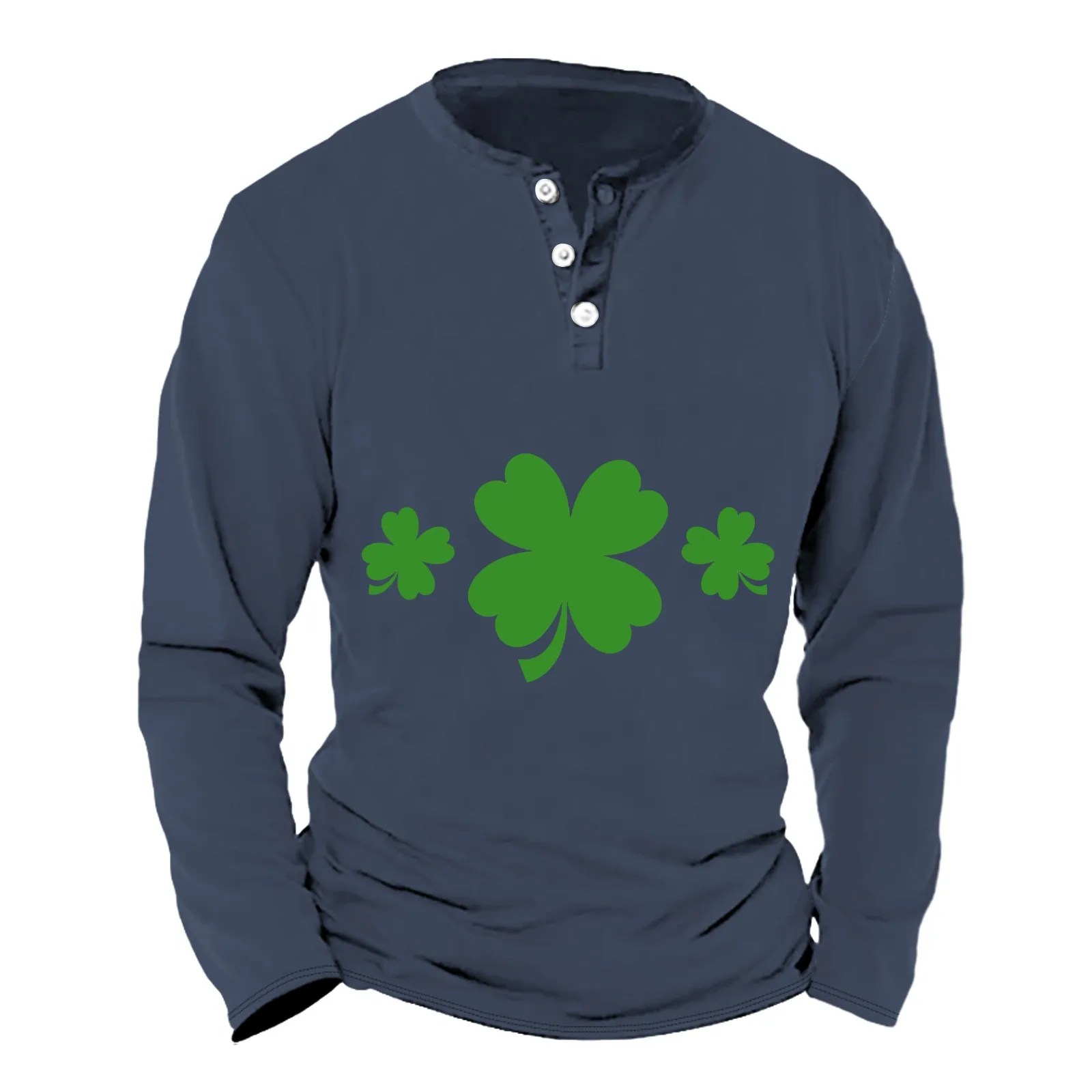 

Men'S Social Shirt Unique St. Patrick'S Day Printed Men Blouse V-Neck Collar Long Sleeves Men Blouse Slimfit Blusa Masculina