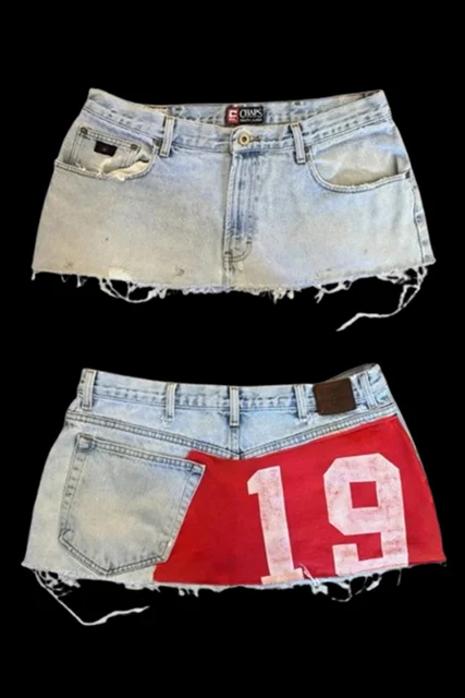 Short skirt applique print denim goth street hip hop hoparajuku vintage high waist y2k mini sexy loose casual women's skirt 1