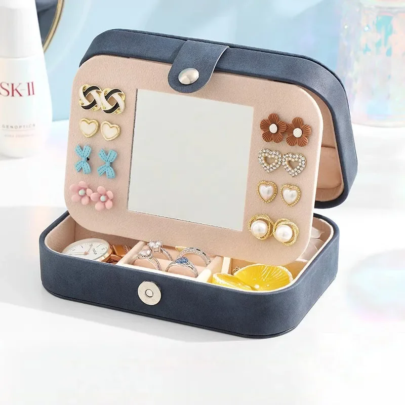 Scatola Portagioie 3 Strati Con Manico E Specchio | Organizer In Pelle PU, Chiusura A Chiave, Regalo Donna - 3