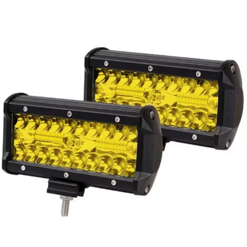 High-Performance Yellow LED Work Light - 120W 3000K Sunlight Effect for Vehicles