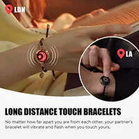 totwoo Long Distance touch Light up&Vibrate Bracelets for Couples, Long Distance Relationship Gifts Smart Sun&Moon Love Bracelet 2