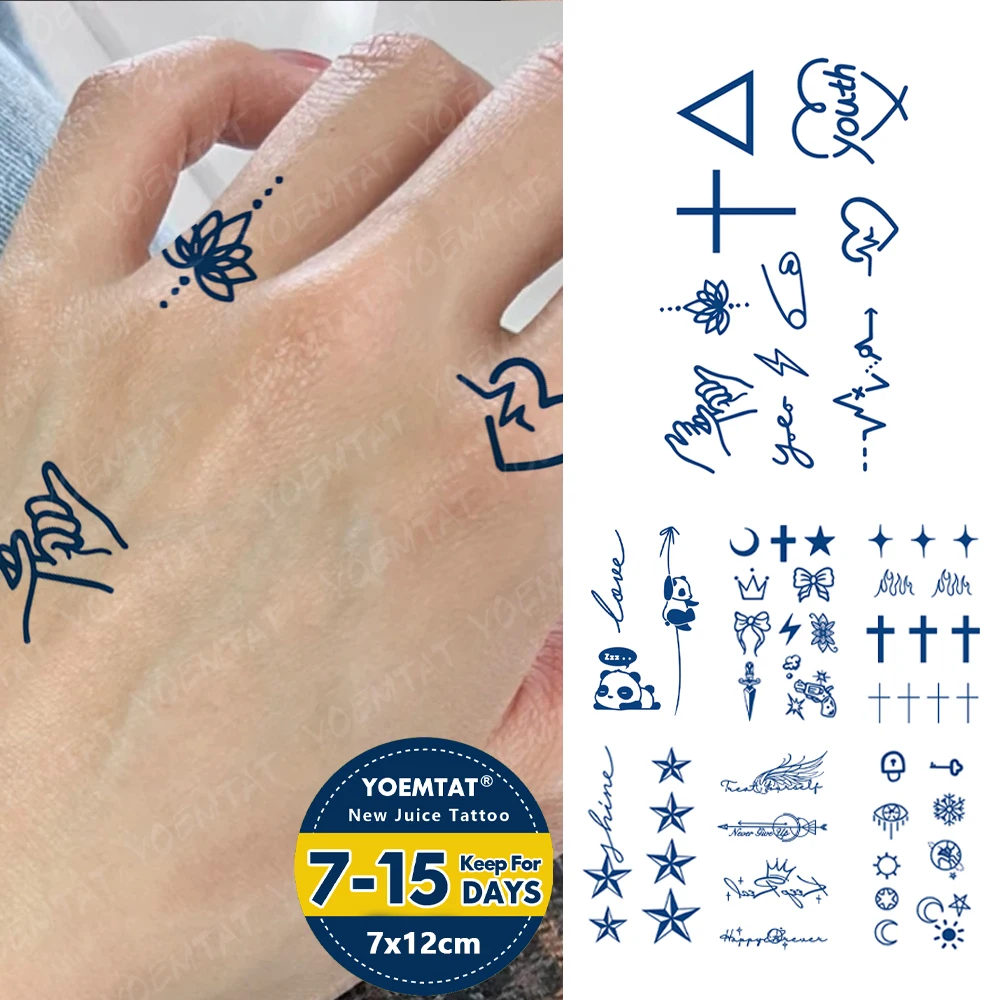 

Wings Crown Text Juice Ink Lasting Waterproof Temporary Tattoo Sticker Letter Totem Hand Fake Tatto Body Art Women Men Arm Neck