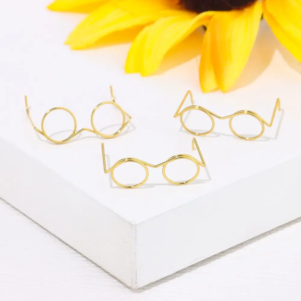 

10PCS Alloy Cute Gold Round Frame Lensless Retro Doll Glasses For Doll Fashion Doll Accessories Baby Toys Children Gifts