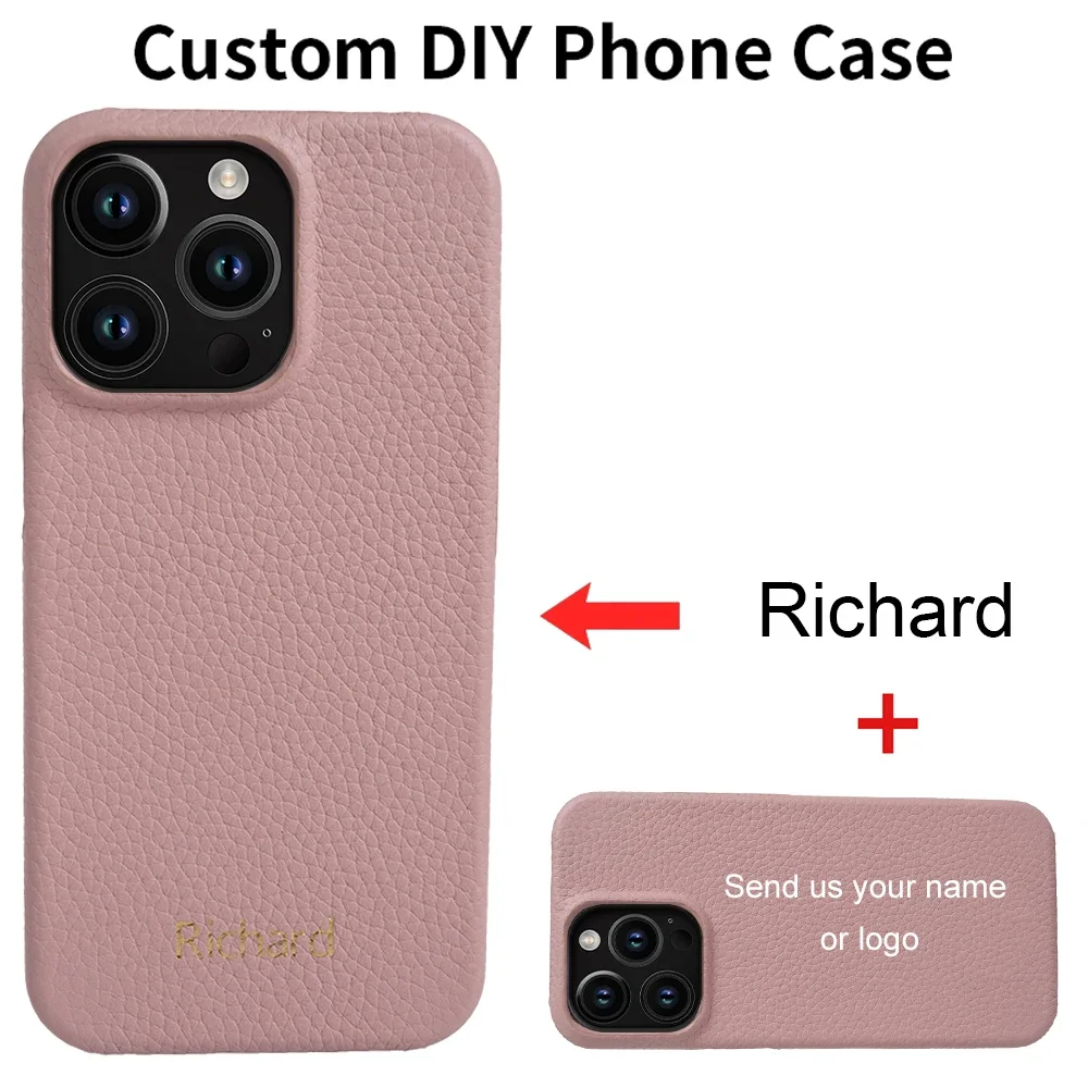 Luxury Custom Logo Genuine Leather Shockproof Phone Case Cover