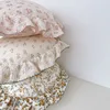 Korean Floral Cotton Round Baby Pillow With Ruffles Muslin Kids Cushion Baby Newborn Bedding Pillows Cushions Room 5