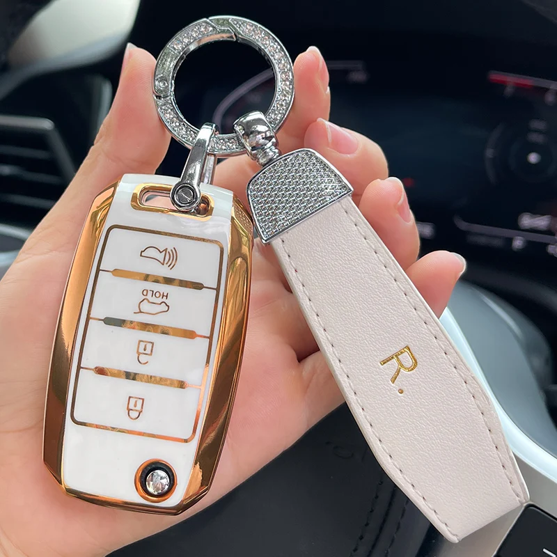 LeatherStrapFlipKey4ButtonTpuCarKeyCaseCoverforKiaSportage