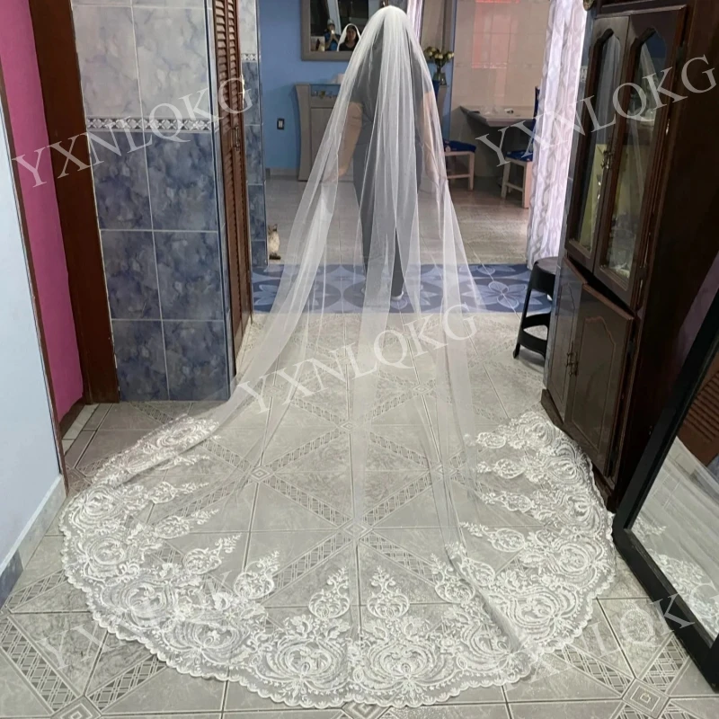 Velo de novia de lujo de una capa de 4m, velo de catedral, velo de