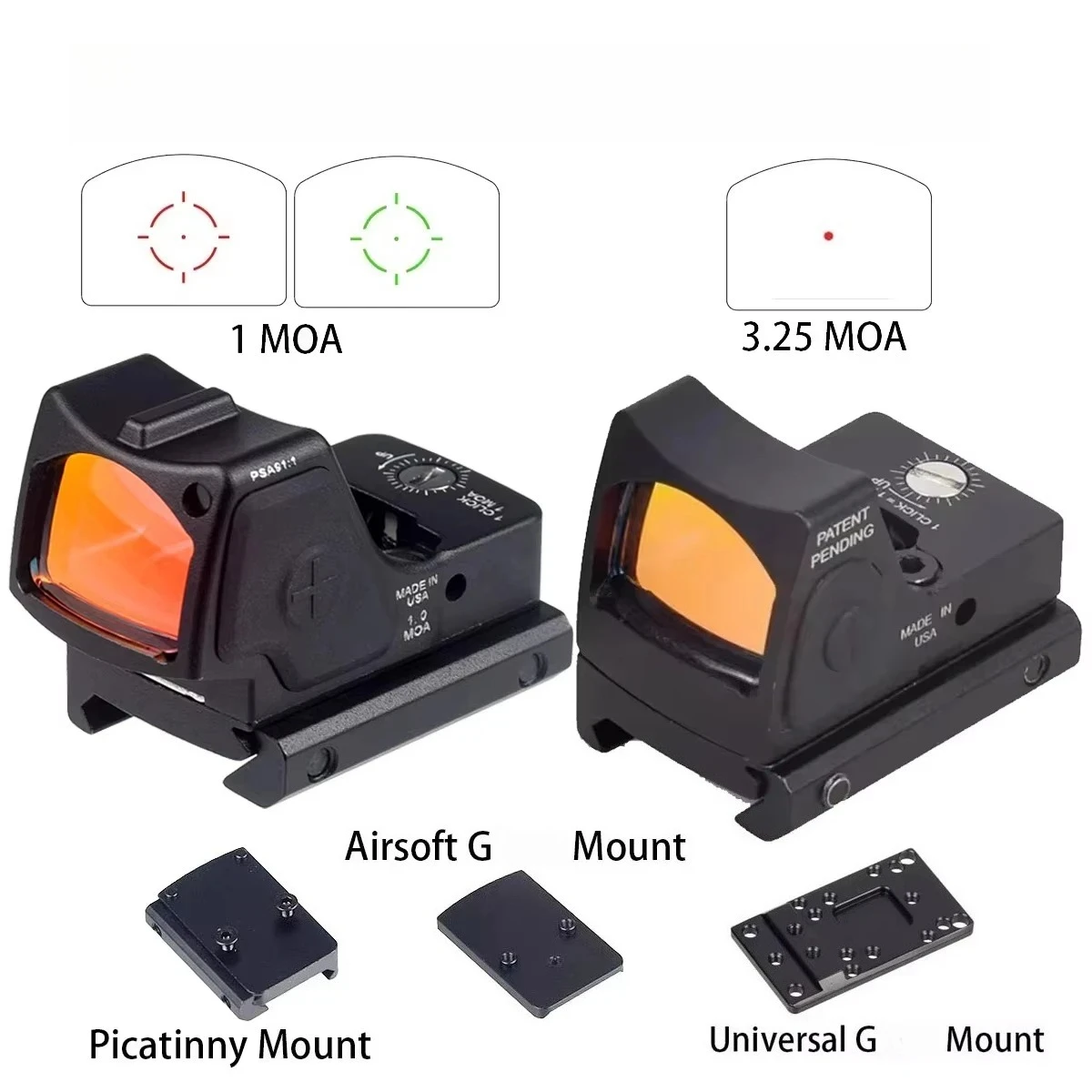 Red Dot Sight Collimator Reflex Sights For Airsoft Pistol G17 G19 20mm Picatinny Rail Mount Hunting Riflescope Optics R-HD red dot sight