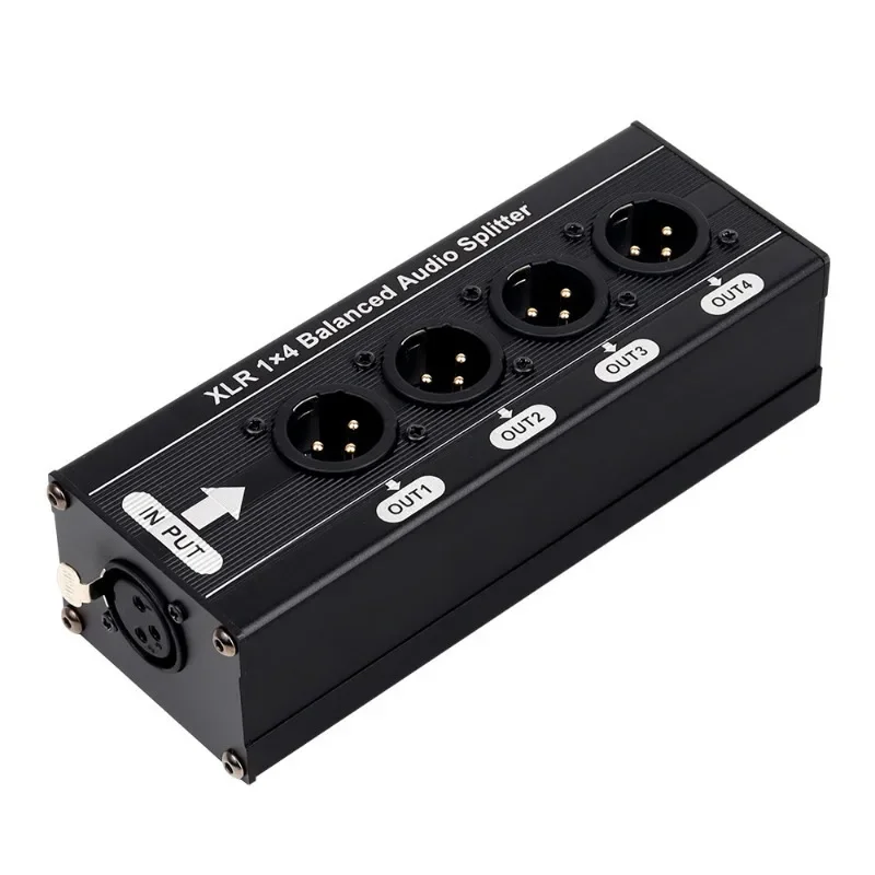 M13K-XLR 1X4 밸런스드 오디오 스플리터 1입력 4출력 XLR 오디오 스플리터 XLR 오디오 신호 분배기 박스