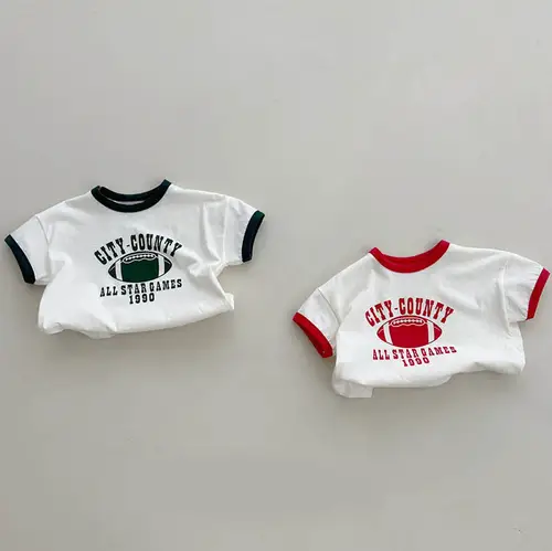 2026 Summer New Baby Letter Print Short Sleeve T Shirts Cotton Boys Girls Casual Tee Infant Loose Versatile Tops Kids Clothes - Image 2