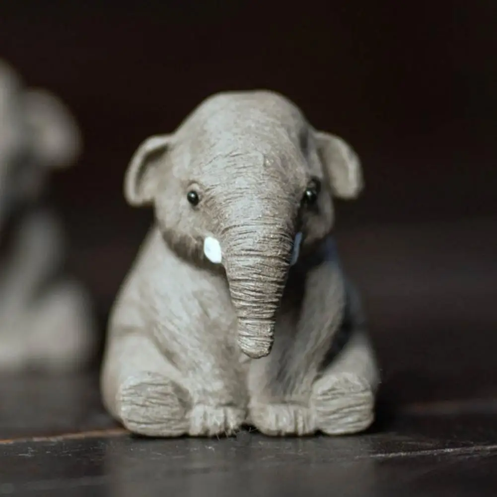 Tea Pet Ornaments Purple-clay Elephant Tea Pet Figurine for Home Office Table