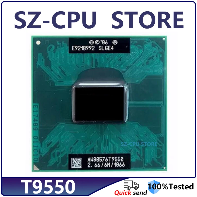 Двухъядерный двухпоточный процессор Core 2 Duo T9550 SLGE4 2,6 ГГц, процессор для ноутбука 6 Мб, 35 Вт, разъем P для GM45/PM45