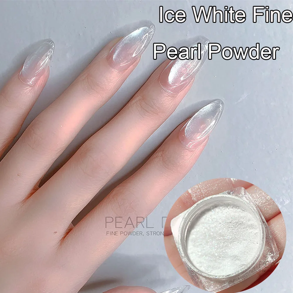 1 Jar Fairy Glossy Ice White Fine Pearl Powder Aurora Pearl Ice Nail Glitter Powder UV Gel Polish Manicure Aurora ft-1-2g nail powder nail glitter nail decoration nail decorations