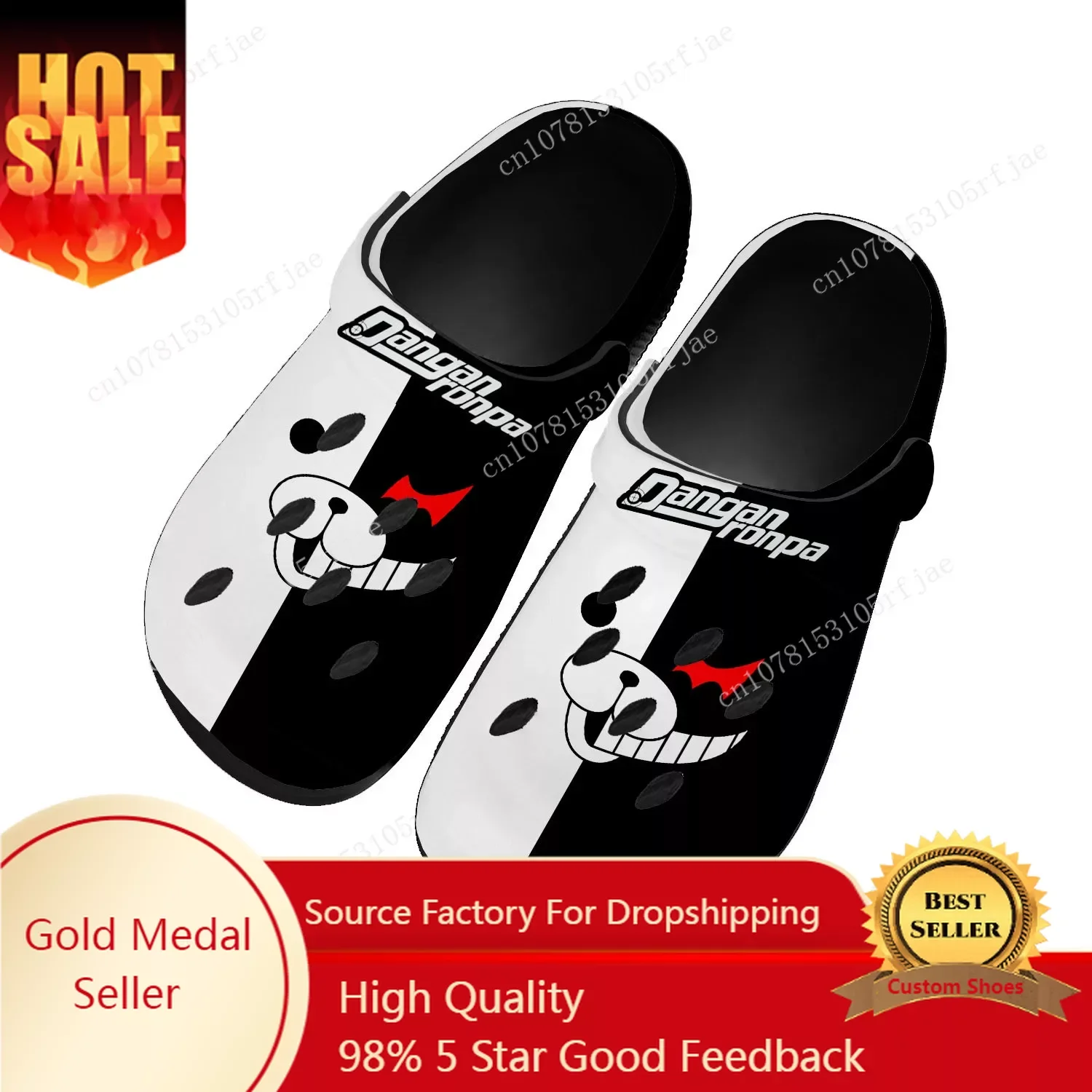 

Cartoon Game Danganronpa Monokuma Movie Home Clogs Men Women Teenager Tailor Made Water Shoes Garden Beach Hole Slippers Sandals