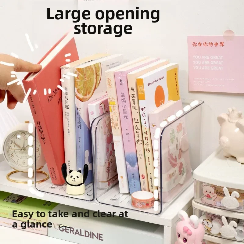 새로운 투명 데스크탑 파일 보관 선반 책꽂이 책상 선반 사무실 아크릴 문구 보관함