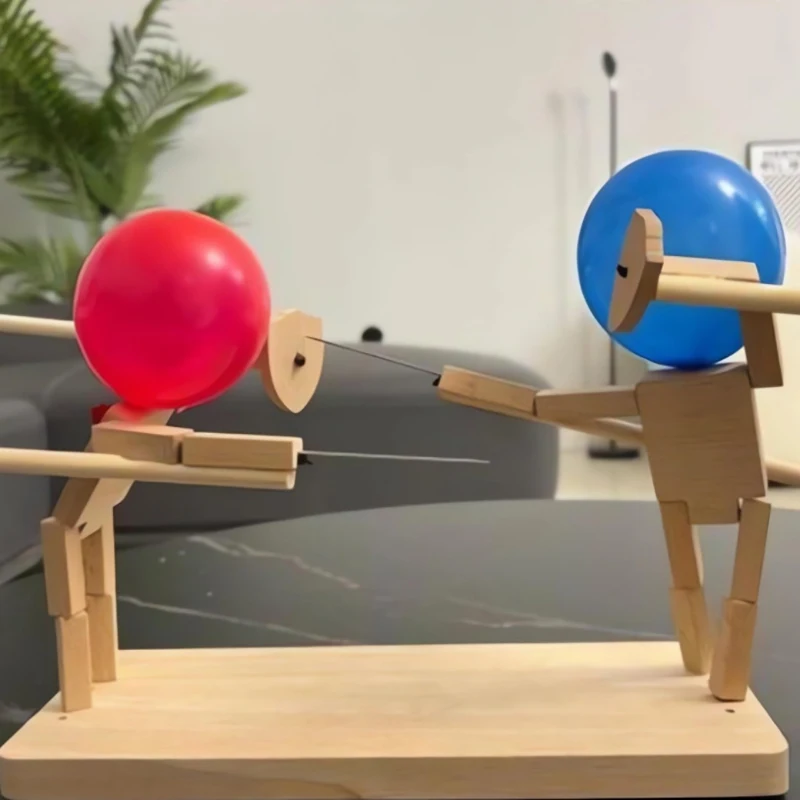 60 Balloons, Bamboo Man Battle, Wooden Robot Battle Game, Two Person Balloon Battle Game, Parent-Child Interaction Birthday Gift pullout gyro multiplayer competition battle game plate parent child interaction birthday gift for child xpy kids gifts toys